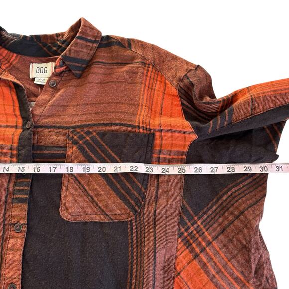 Via Penny Lane Reworked Apparel The Beach Boys Orange and Brown Flannel Medium - Picture 4 of 7